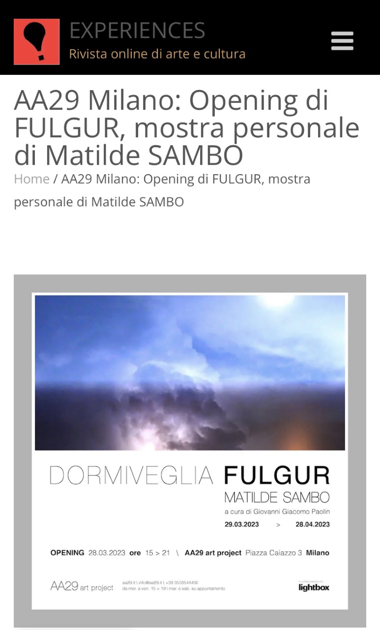 Experiences Fulgur Matilde Sambo